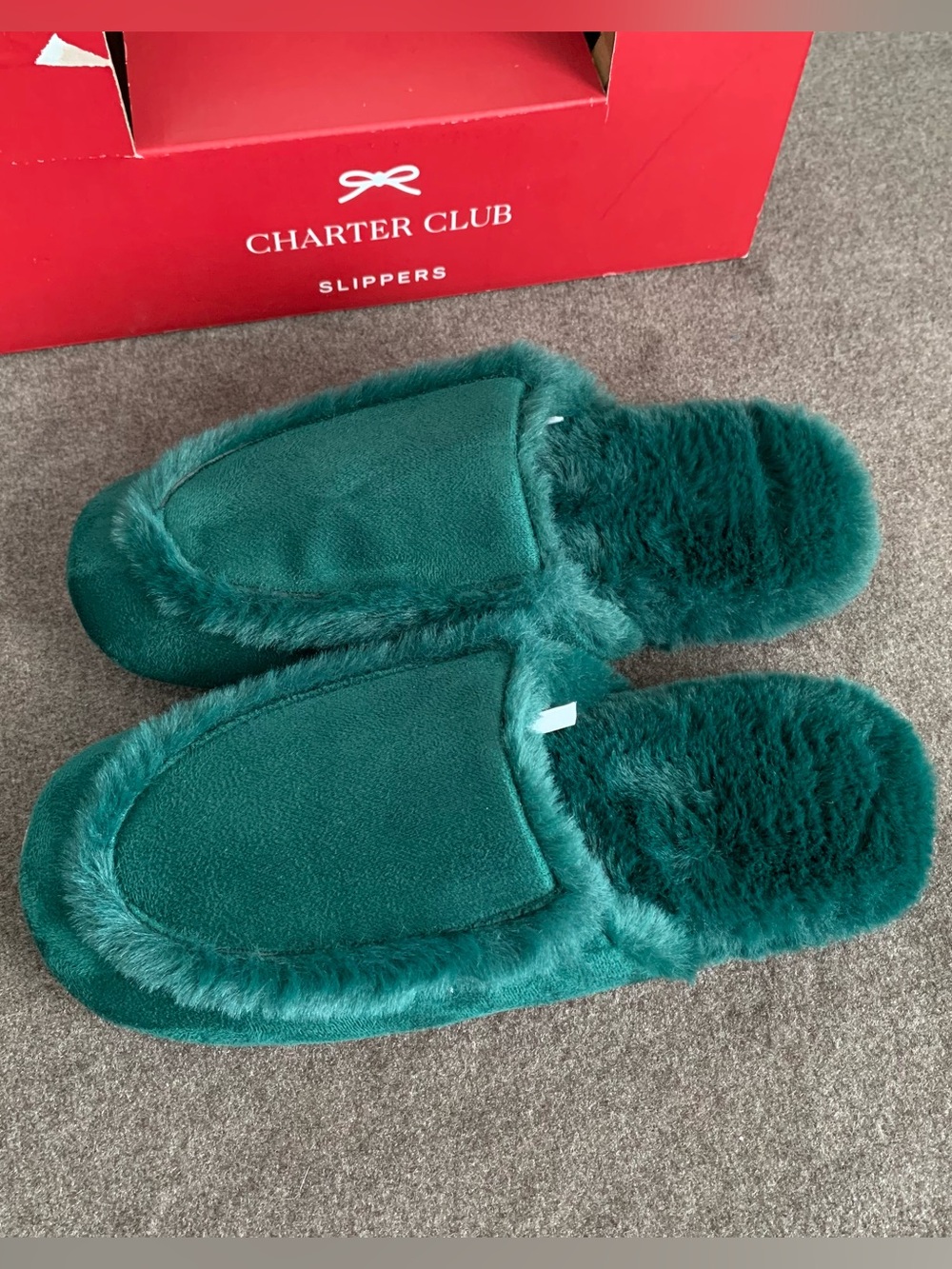 Charter Club Women's Teal Green Plush Slide Slippers M 7-8